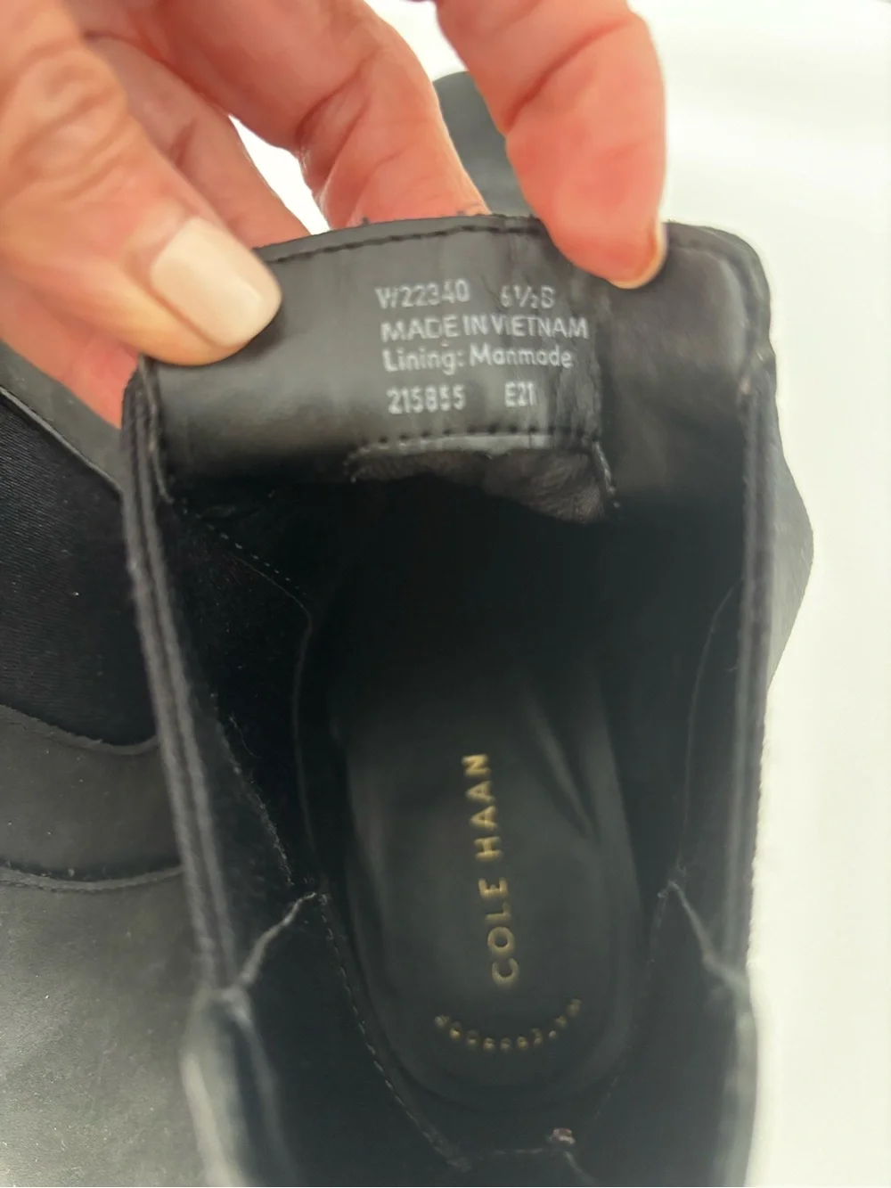 Cole Haan Black Chelsea Ankle Boots with Gold Back Zip